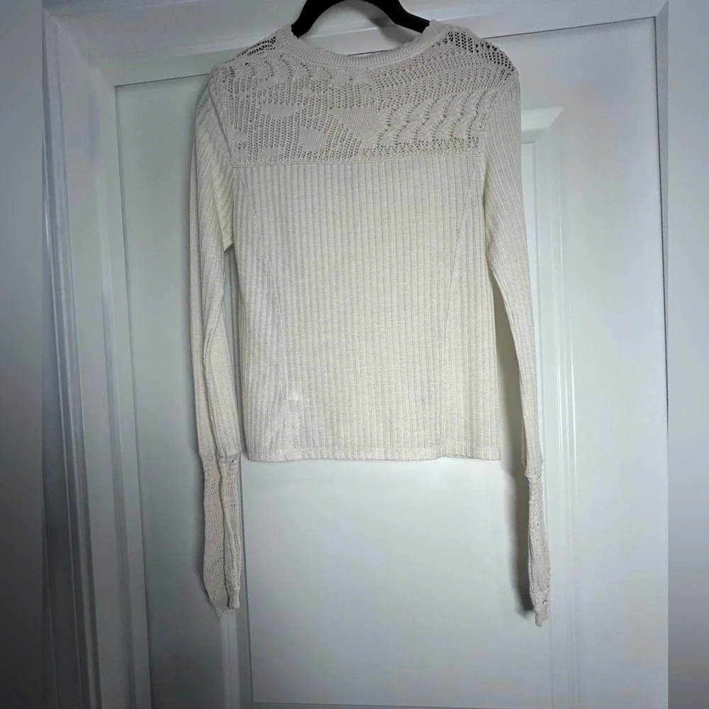 Free People Colette Lace Detail Top‎ in Neutral